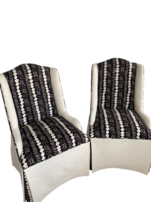 Custom Fabric Slipper Accent Chairs (Pair)