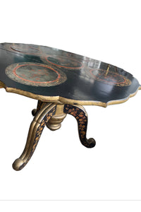 English 19th Century Tripod-base Lacquered Center Hall Table