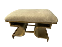 Load image into Gallery viewer, Antiqued Brass &amp; Ivory Hide Bench
