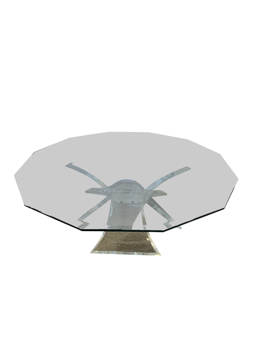 Vintage Lucite Base Coffee Table with Glass Top Sherrill Interiors