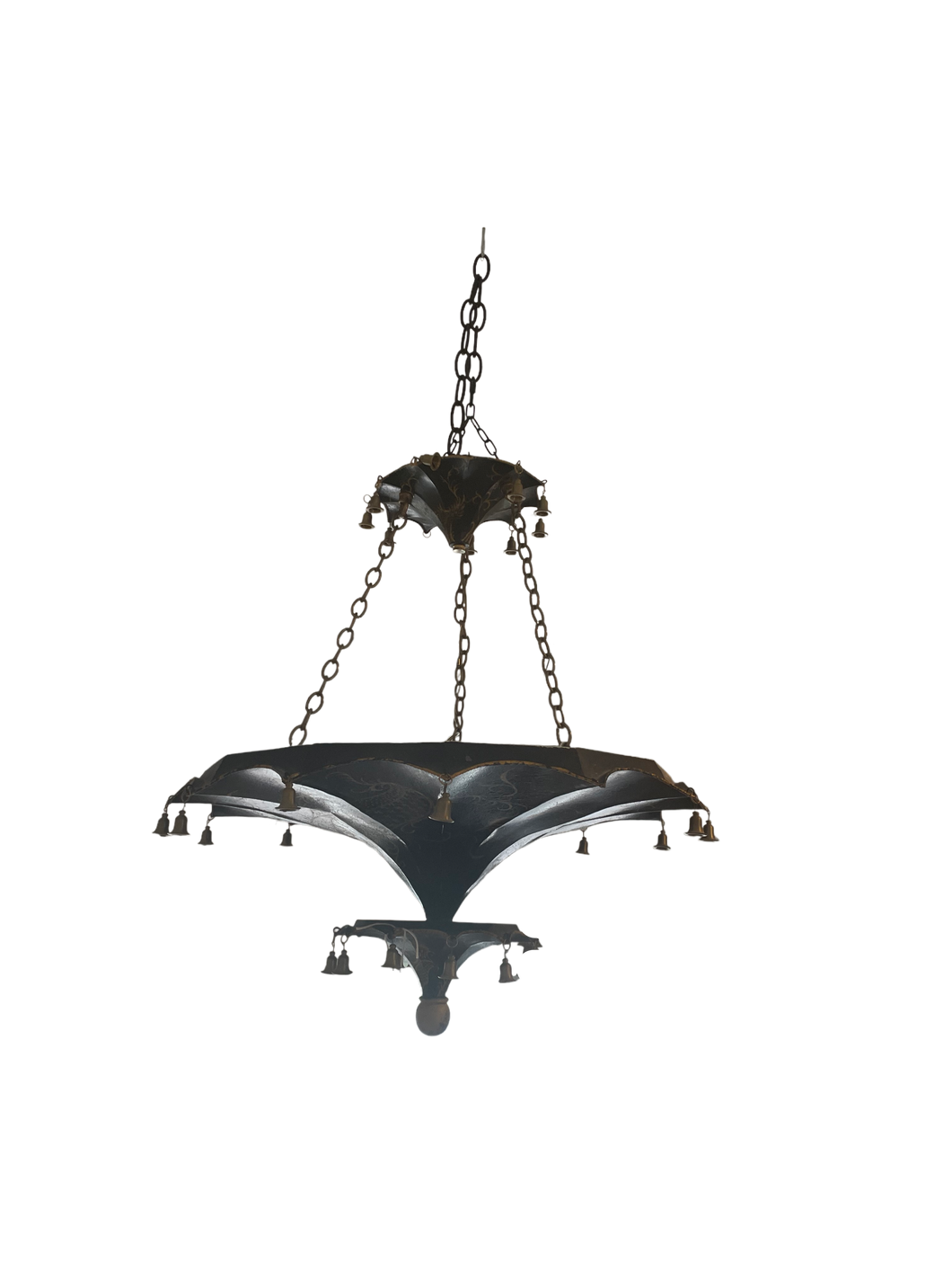 Chinese Two-Tier Chinoiserie Inverted Umbrella-Pagoda Chandelier