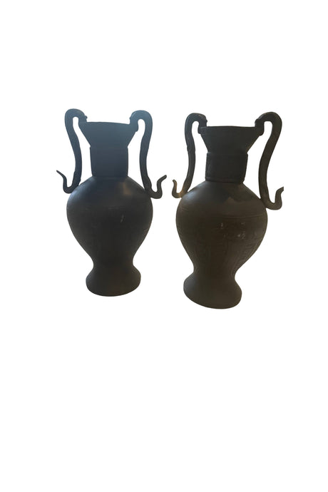Pair of 19th Century Egyptian Bronze Urns
