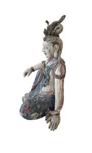 Early 20th Century Ming-inspired Guanyin Wooden Sculpture