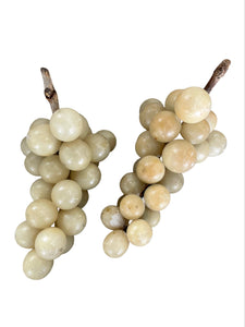 Set of Five Vintage Italian Alabaster Grape Clusters with Wood Stems