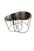Load image into Gallery viewer, Vintage Set of Three Flame Mahogany/Chrome Nesting Tables