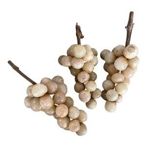 Set of Five Vintage Italian Alabaster Grape Clusters with Wood Stems