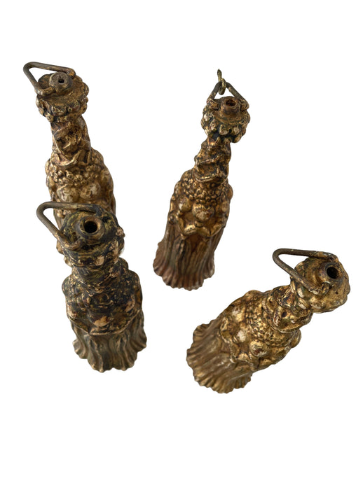 Set of Four 19th Century French Carved Gilded Wood Drapery Pull Tassels
