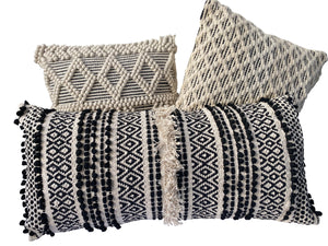 Black & White Bohemian Accent Pillows (Set of 3)