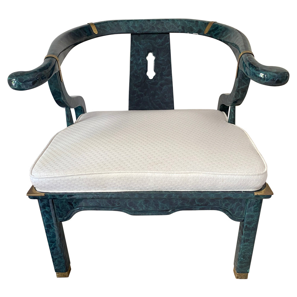 Teal Horseshoe Accent Chair