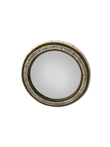 Round Moroccan Bone and Brass Mirror