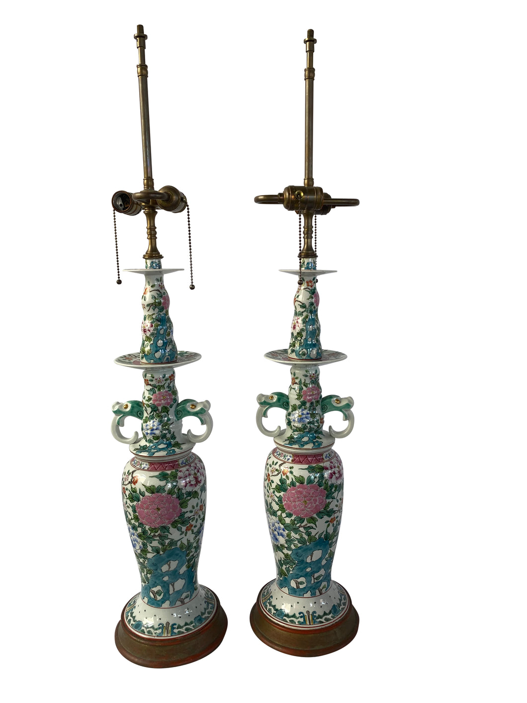 Vintage Painted Chinoiserie Style Lamp (Pair)