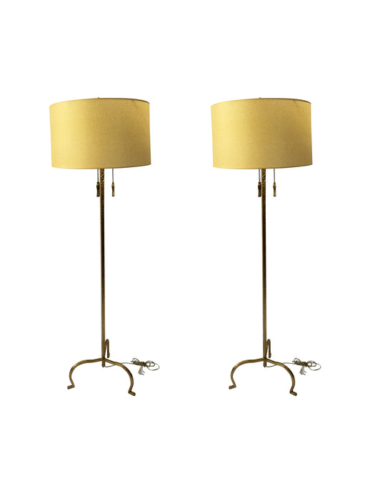 Vintage Hammered Brass Floor Lamps (Pair)