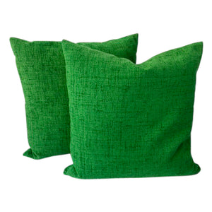 Carlton Varney Emerald Green Chenille Pillows (Pair)