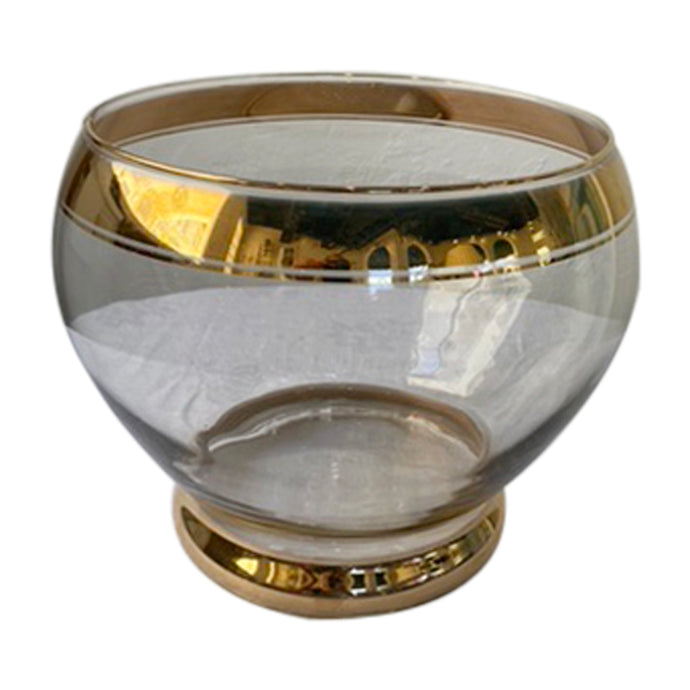 Mid-Century Gold-Trimmed Decorative Glass Bowl