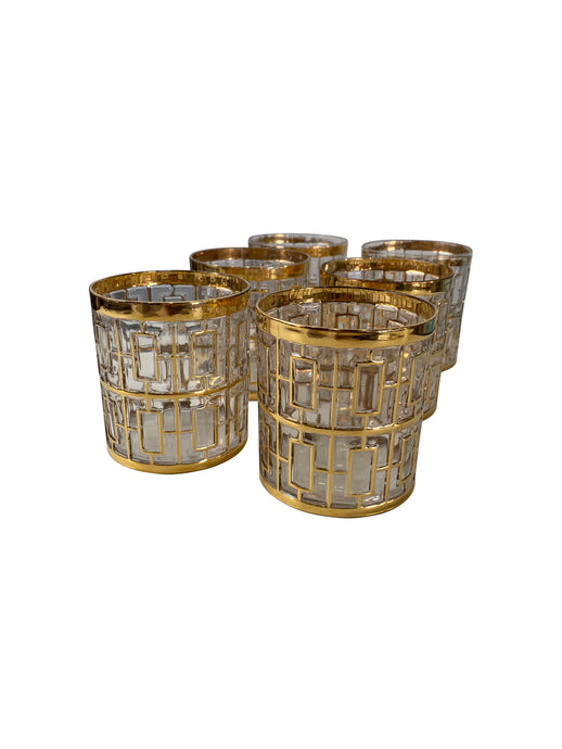 1960s Vintage Imperial Glass Co. 22-Karat Gold Rocks Glasses (Set of 6)
