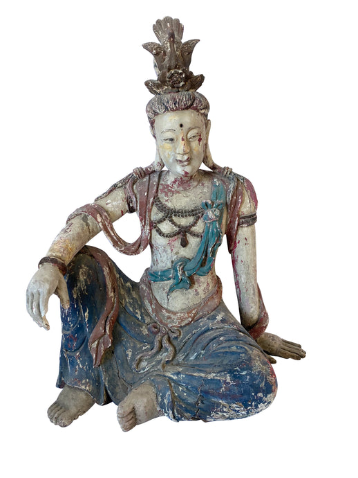 Early 20th Century Ming-inspired Guanyin Wooden Sculpture