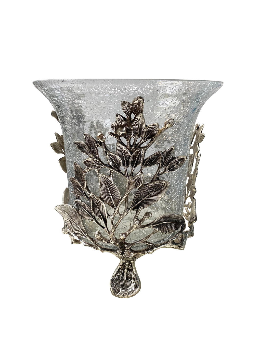Footed Silver and Glass Vase